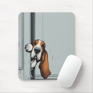 Adorable Basset Hound Dog Wall Art Mouse Pad