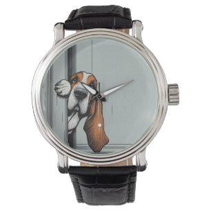 Adorable Basset Hound Dog Wall Art Watch