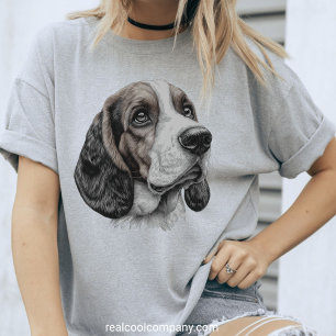 Adorable Basset Hound Sketch Cute Dog Lovers  Tri-Blend Shirt