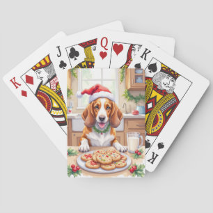 Adorable Basset Hound Sneaking Christmas Cookies Playing Cards