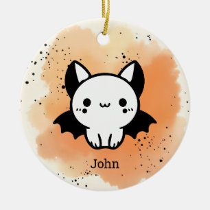 Adorable Bat Buddy - Kawaii Minimalist Nursery Art Ceramic Ornament