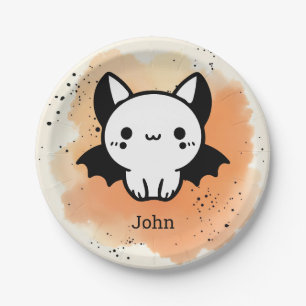 Adorable Bat Buddy - Kawaii Minimalist Nursery Art Paper Plate