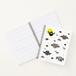 Adorable Bat Illustration Spiral Notebook