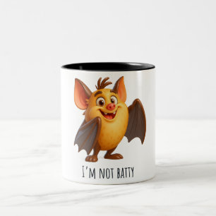 adorable bat "I'm not batty" Two-Tone Coffee Mug
