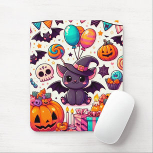 Adorable bat kawaii halloween mouse pad
