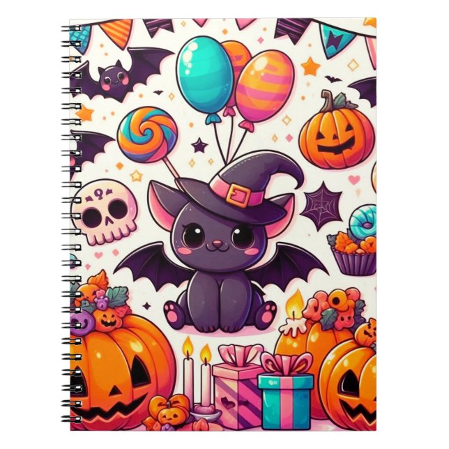Adorable bat kawaii halloween notebook (Front)