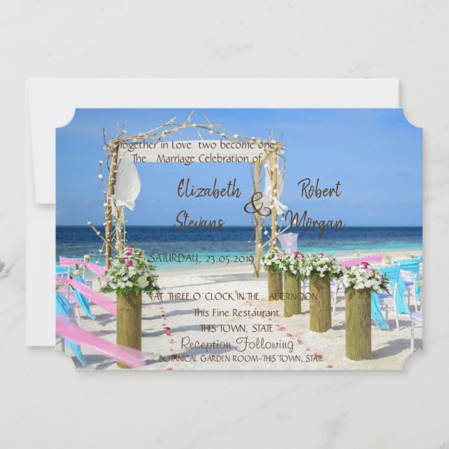 Adorable Beach Arbor Floral Wedding  Invitation (Front)
