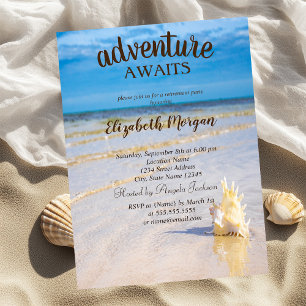 Adorable Beach,Waves,Seashells Retirement Party   Invitation