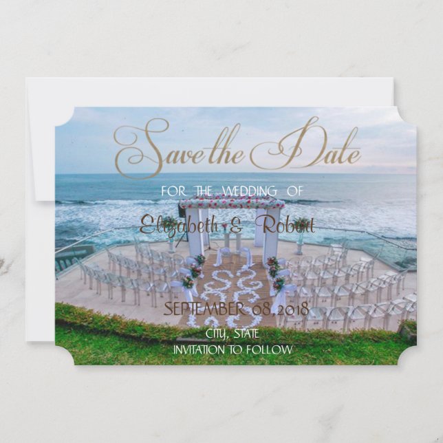 Adorable Beach Wedding,Floral Arbor Save The Date (Front)