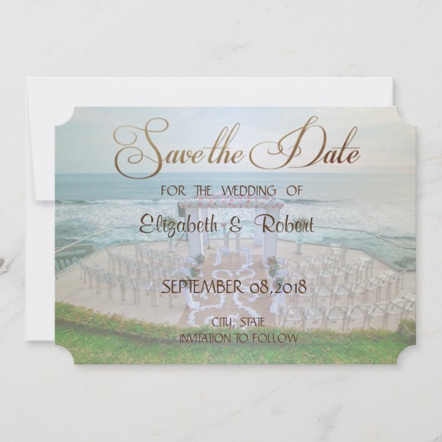 Adorable Beach Wedding,Floral Save The Date (Front)