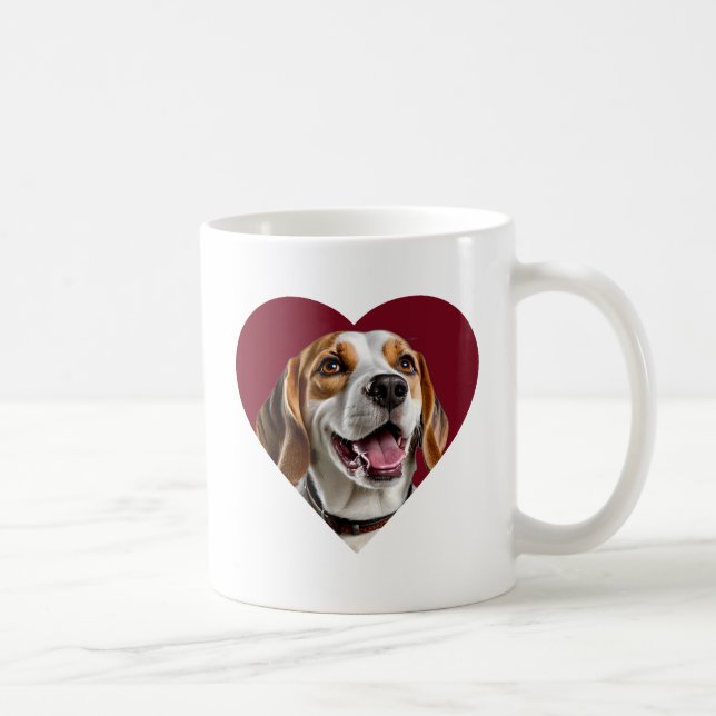 Adorable Beagle in Heart Shape Design Coffee Mug (Right)