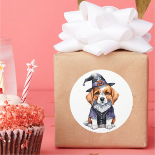 Adorable Beagle Puppy Halloween Spooky Season  Classic Round Sticker