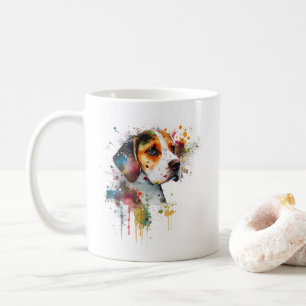 Adorable Beagle Puppy Watercolor AI Art Coffee Mug