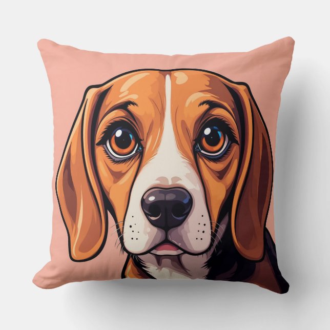 Adorable Beagle With Expressive Eyes Cushion (Front)
