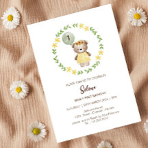 Adorable Bear Birthday Invitation for Girls – Cute