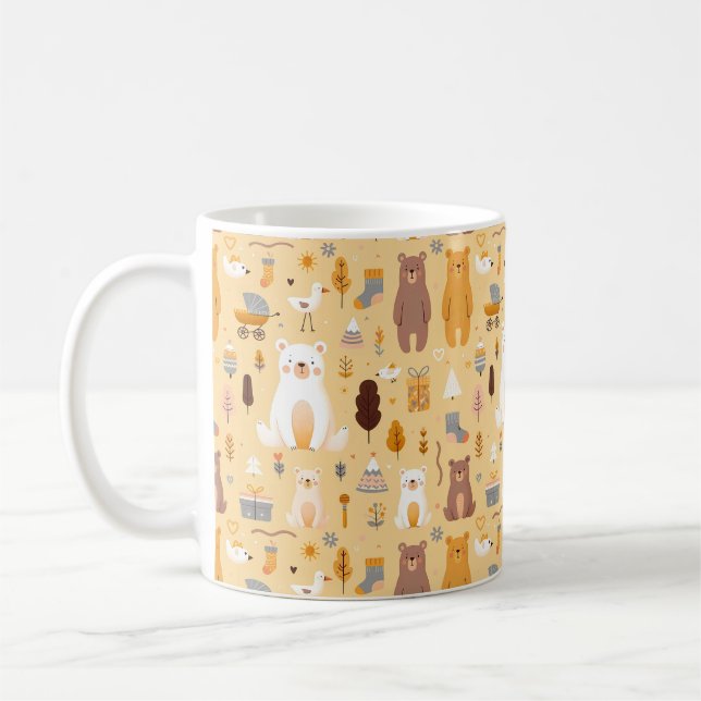 Adorable Bear Pattern Coffee Mug (Left)