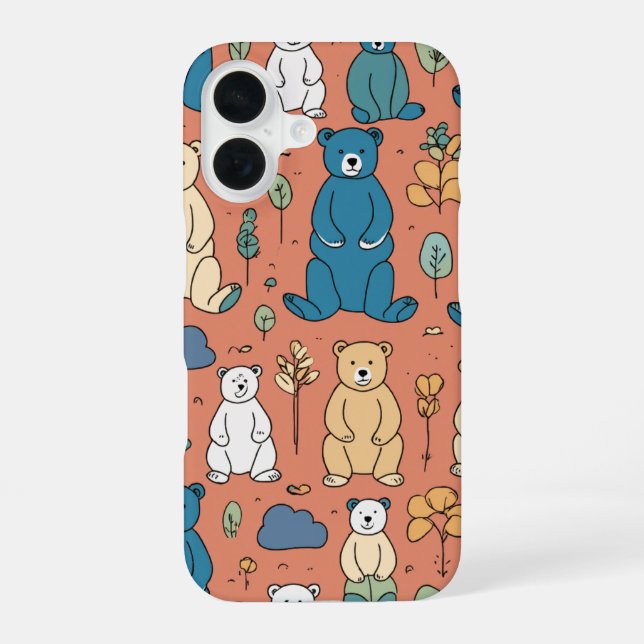 Adorable Bear Pattern Phone Case Design (Back)