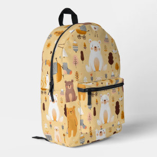 Adorable Bear Pattern Printed Backpack