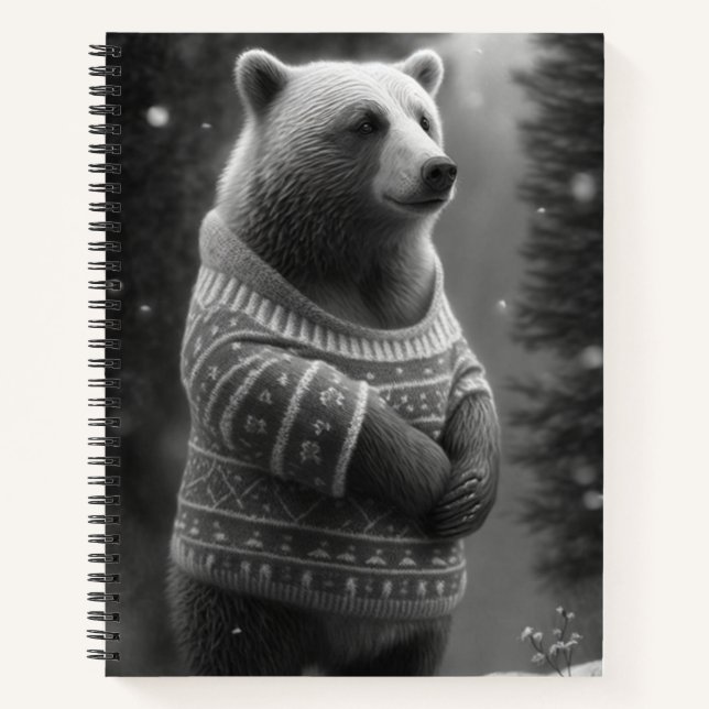 Adorable Bear Wearing a Cosy Sweater Notebook (Front)
