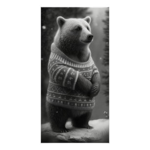 Adorable Bear Wearing a Cosy Sweater Poster