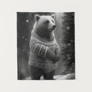 Adorable Bear Wearing a Cosy Sweater Tapestry