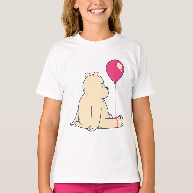 Adorable Bear With a Red Balloon T-Shirt (Front)