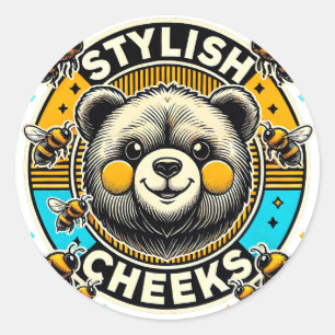 Adorable Bear With Yellow Cheeks Classic Round Sticker