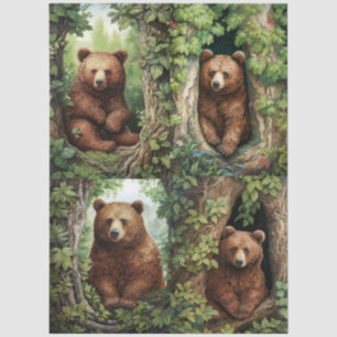 Adorable Bears in The Forest Decoupage Tissue Paper