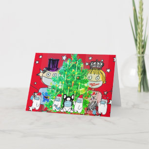 ADORABLE BEARS WEARING MASKS CHRISTMAS Card