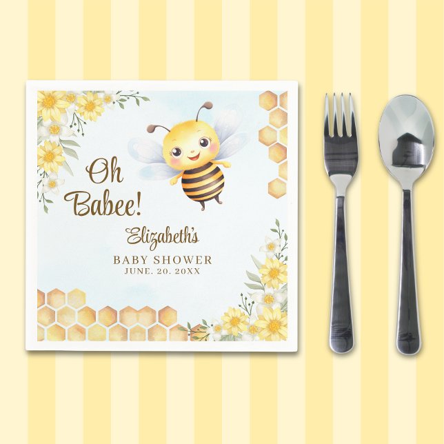 Adorable Bee Baby shower Gender Neutral Napkin (Creator Uploaded)