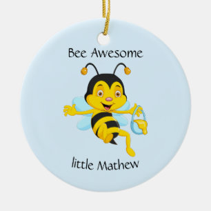 Adorable Bee Boy Cartoon Ceramic Ornament