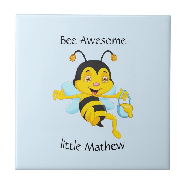 Adorable Bee Boy Cartoon Ceramic Tile (Front)