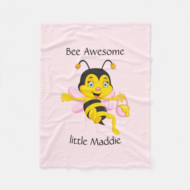 Adorable Bee Girl Cartoon Fleece Blanket (Front)