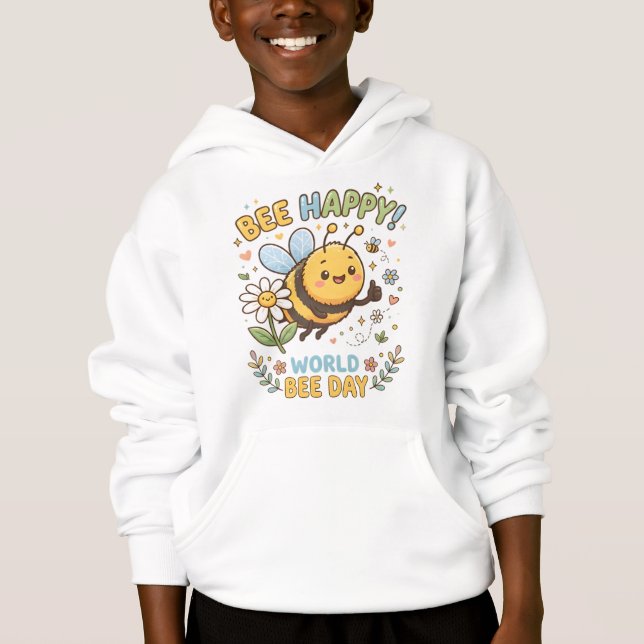 Adorable "Bee Happy!" Illustration for World Bee D (Front)