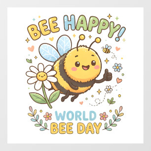 Adorable "Bee Happy!" Illustration for World Bee D