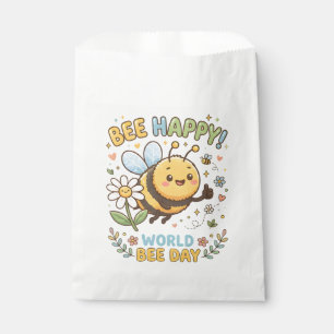 Adorable "Bee Happy!" Illustration for World Bee D Favour Bag