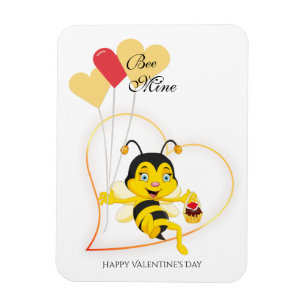 Adorable Bee Mine Valentine's Day Bee Cartoon Magnet