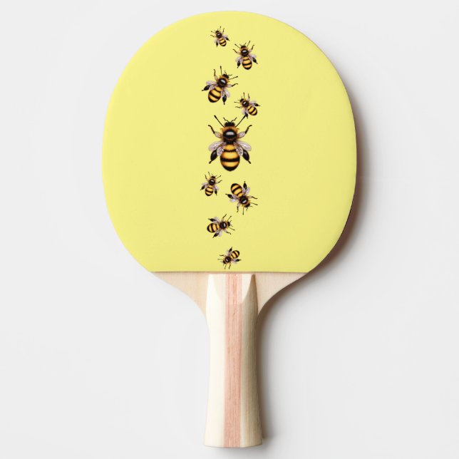 Adorable Bee-Themed Yellow Ping Pong Paddle (Front)