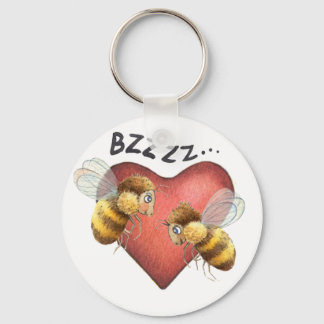Adorable Bees and Heart Shape Key Ring