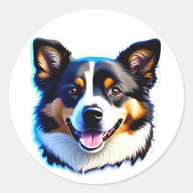 Adorable Bernese Puppy Happy Dog Design Classic Round Sticker (Front)