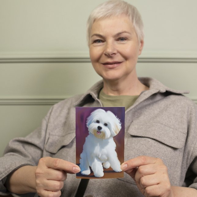 Adorable Bichon Havanese Puppy Watercolor  Card (Creator Uploaded)