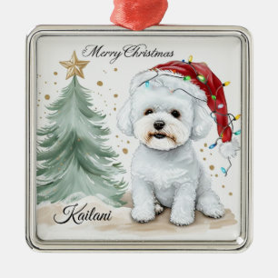 Adorable Bichon Personalised Christmas gift Metal Ornament