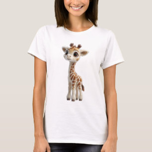 Adorable Big Eyed Baby Giraffe Plush Women T-Shirt