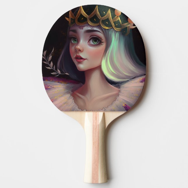 Adorable Big Eyed Queen Ping Pong Paddle (Front)