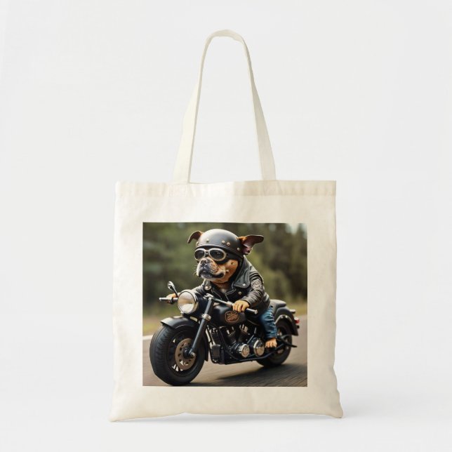 Adorable Biker Dog Tote Bag (Front)