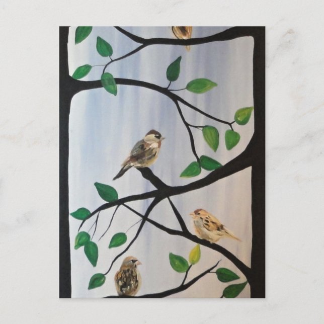 Adorable bird painting postcard (Front)
