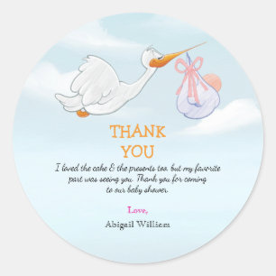 Adorable Birds Carrying Girls Baby Shower Gift Classic Round Sticker