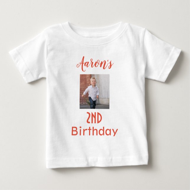 Adorable Birthday Boy Photo Baby T-Shirt (Front)