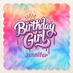 Adorable Birthday Girl Paper Coaster