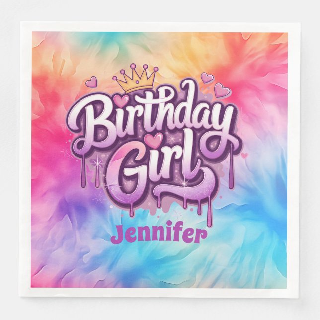 Adorable Birthday Girl Paper Napkin (Front)